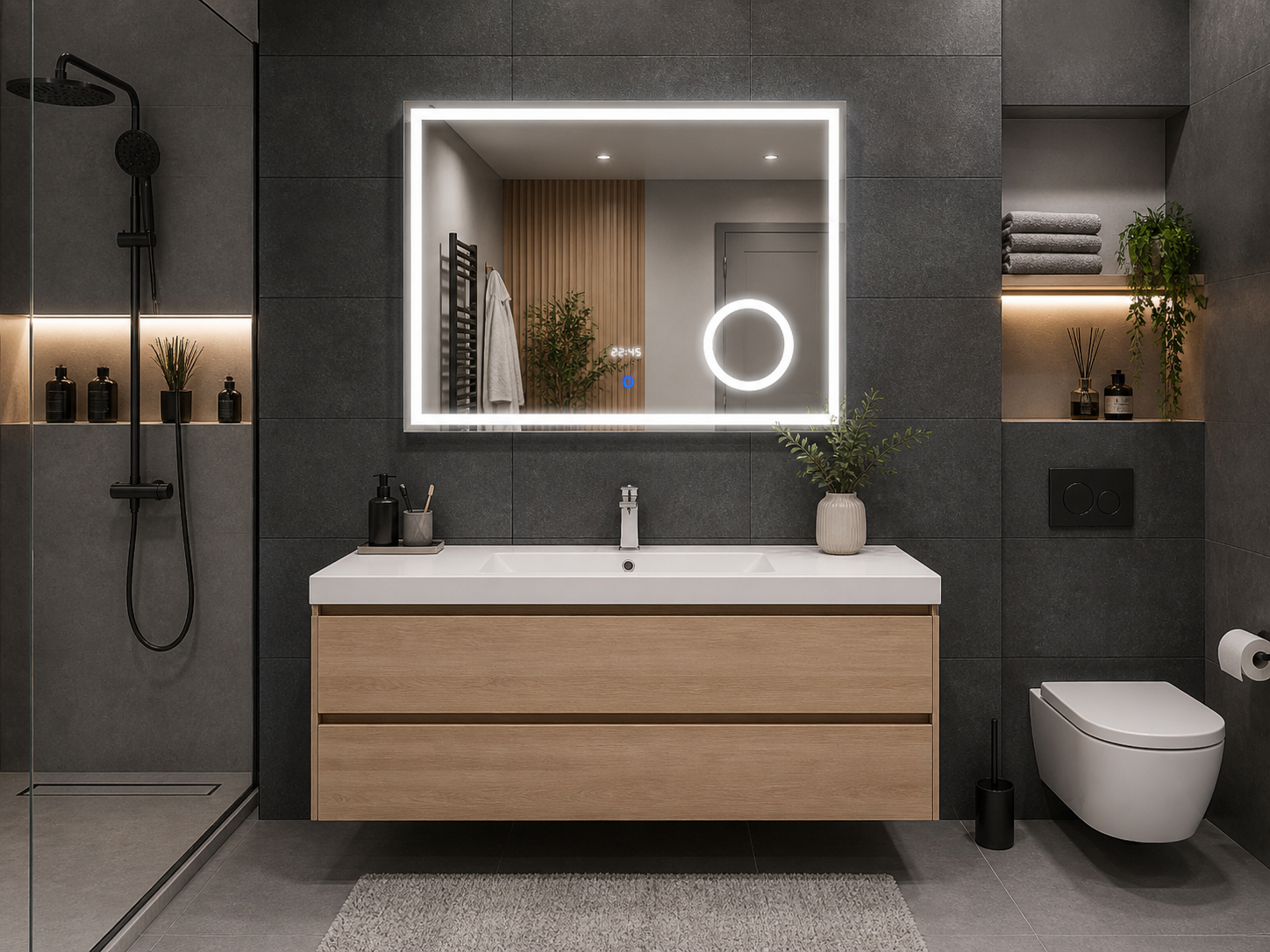 LED zrcadlo LUMI 80x60 cm